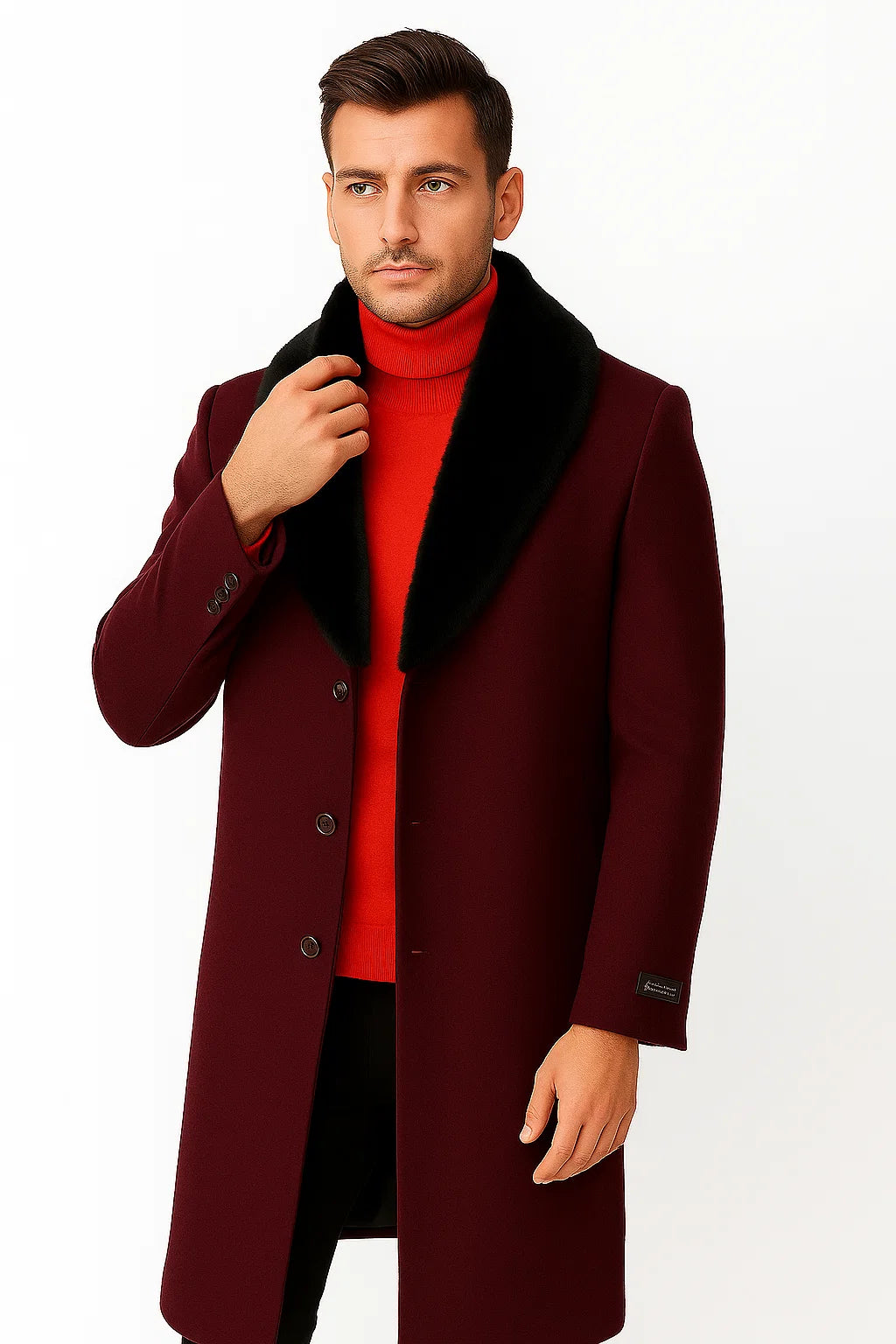 Men's Dark Burgundy ~ Wine ~ Maroon Big And Tall Overcoat
