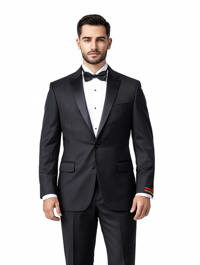 Authentic Tiglio Brand Men's 2-button Black Tuxedo - High End Suits - High Quality Suits