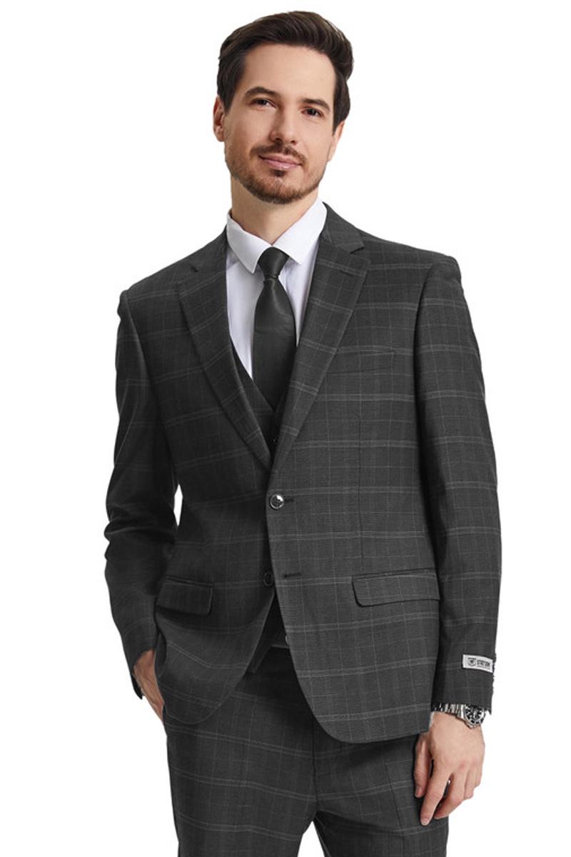 Stacy Adams Olive Modern Fit Plaid Suit