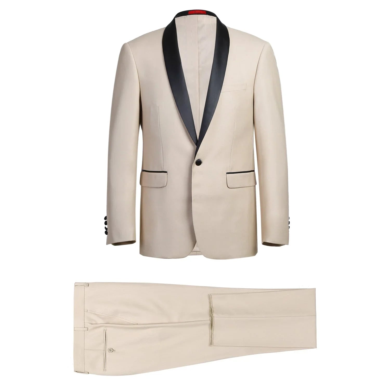 Men's Beige Slim Fit 2-Piece Shawl Lapel Tuxedo Suit