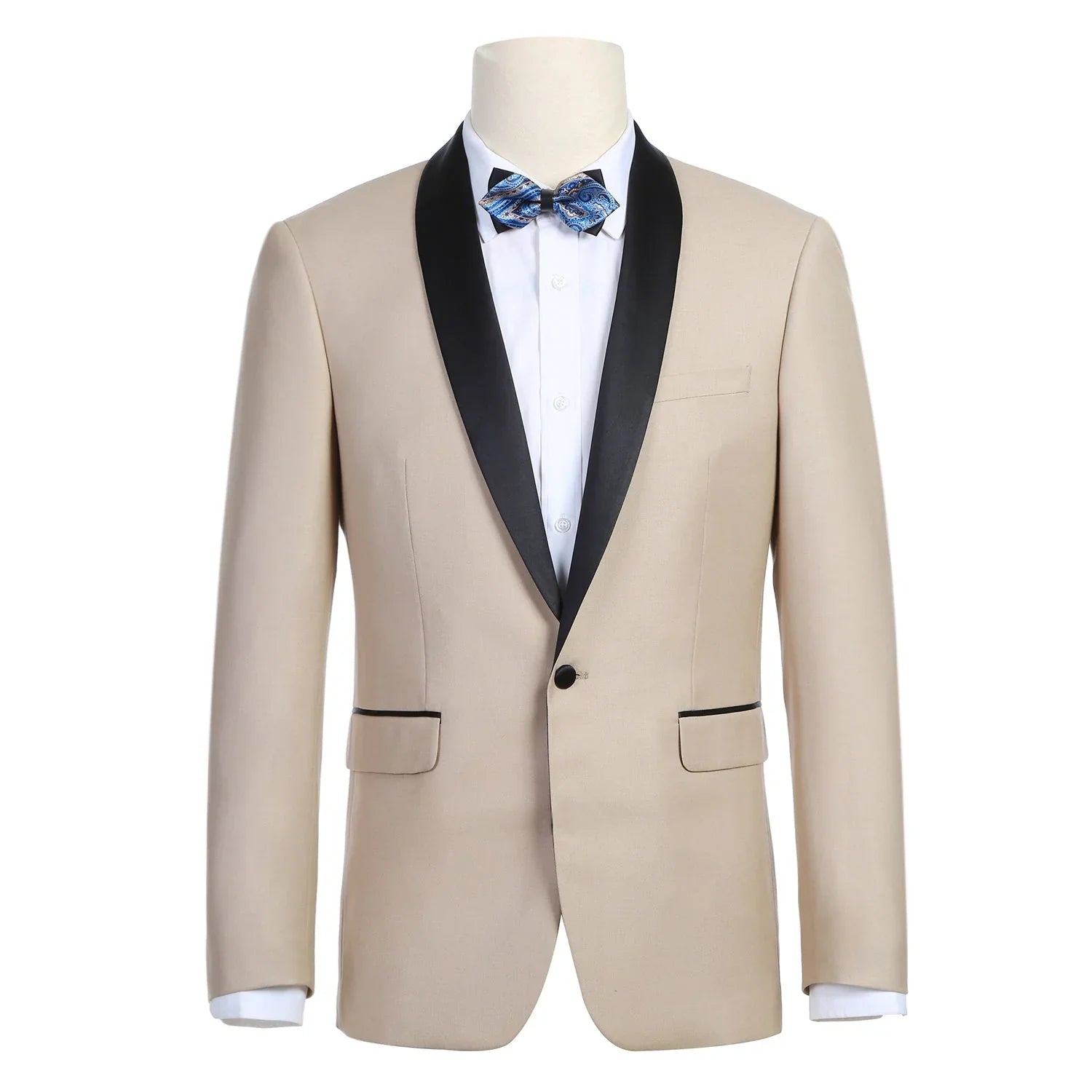 Men's Beige Slim Fit 2-Piece Shawl Lapel Tuxedo Suit