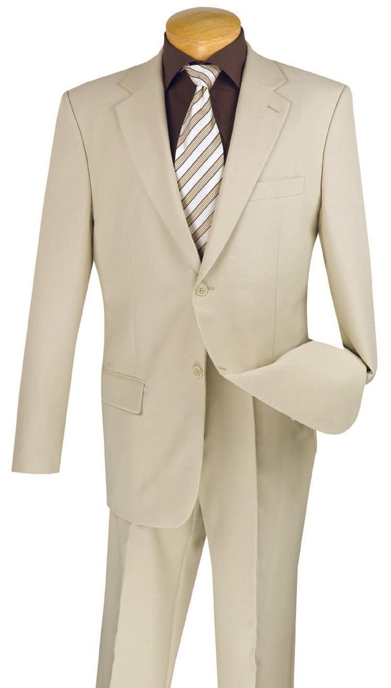 Beige Regular Fit 2 Piece Suit by Vinci