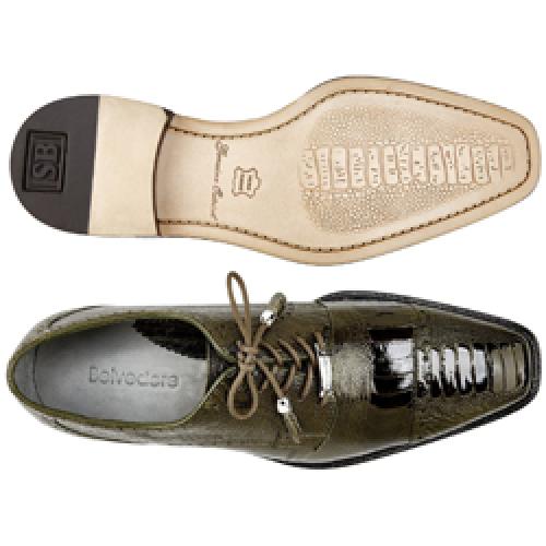 Belvedere Batta Ostrich Lace-Ups in Olive
