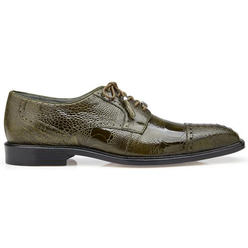 Belvedere Batta Ostrich Lace-Ups in Olive