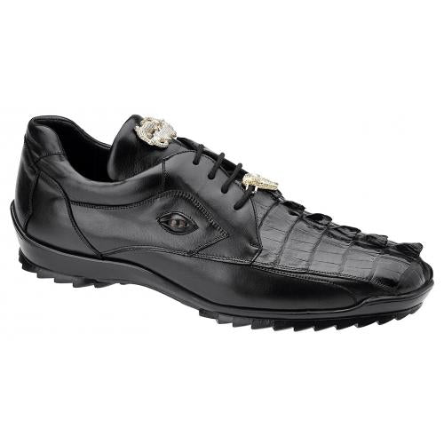 Belvedere Vasco Black Hornback Crocodile Sneakers