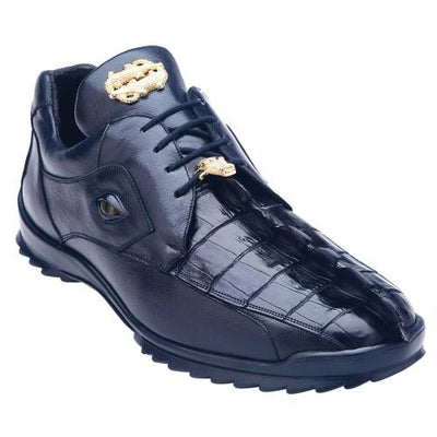 Belvedere Vasco Night Blue Hornback Crocodile Sneakers