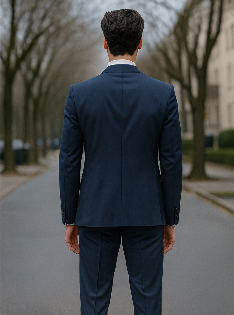 Bertolini Silk & Fabric Men's Suit-Navy- High End Suits - High Quality Suits