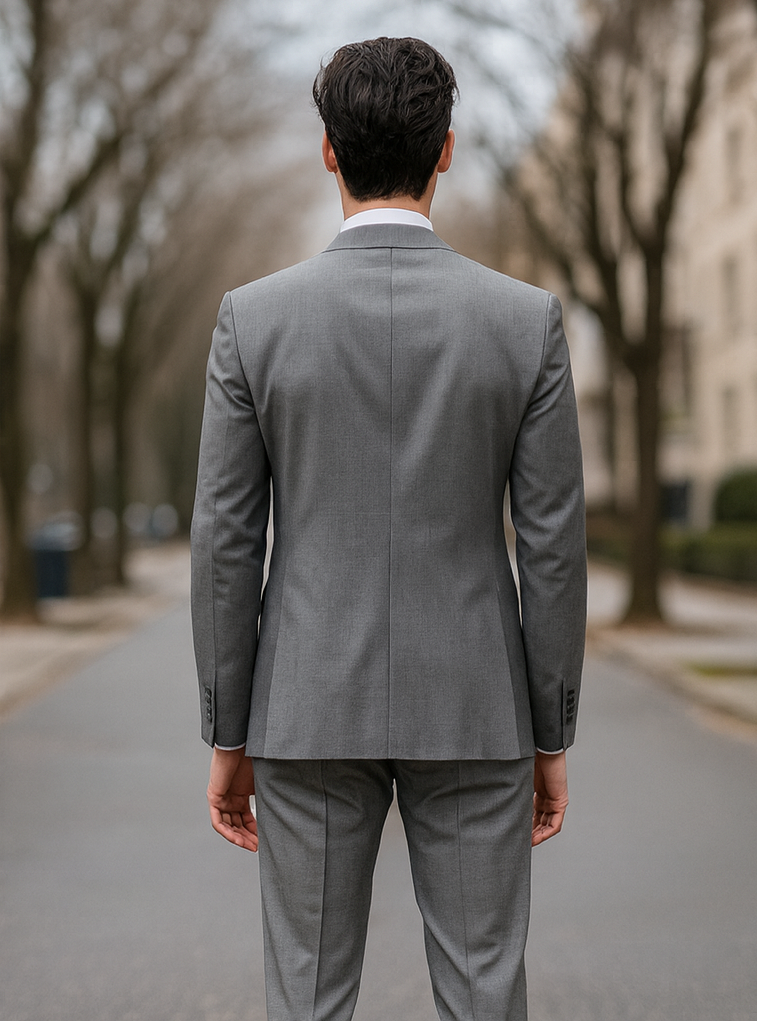 Bertolini Silk & Fabric Men's Suit-Light Gray- High End Suits - High Quality Suits