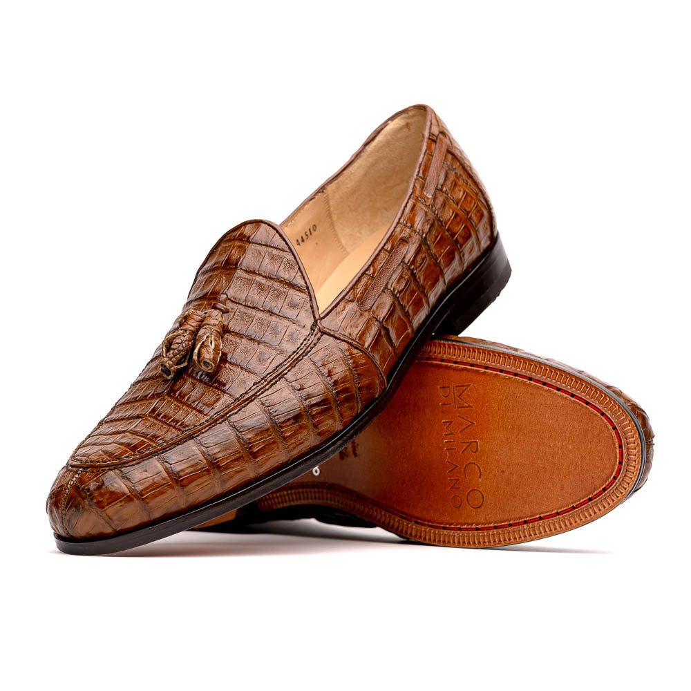 Marco Di Milano Caiman Crocodile Tassel Loafers