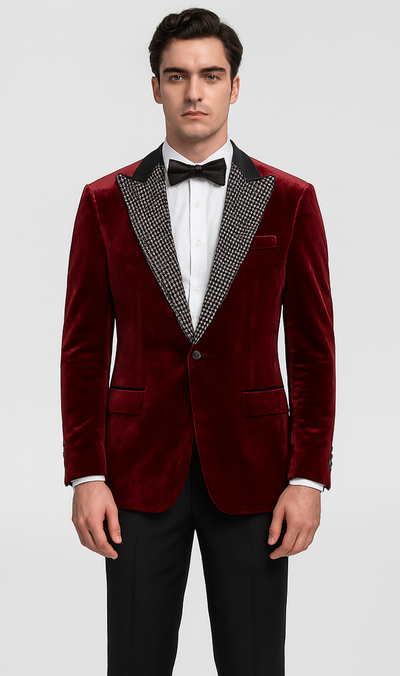 Big & Tall Burgundy Velvet Blazer - Stacy Adams