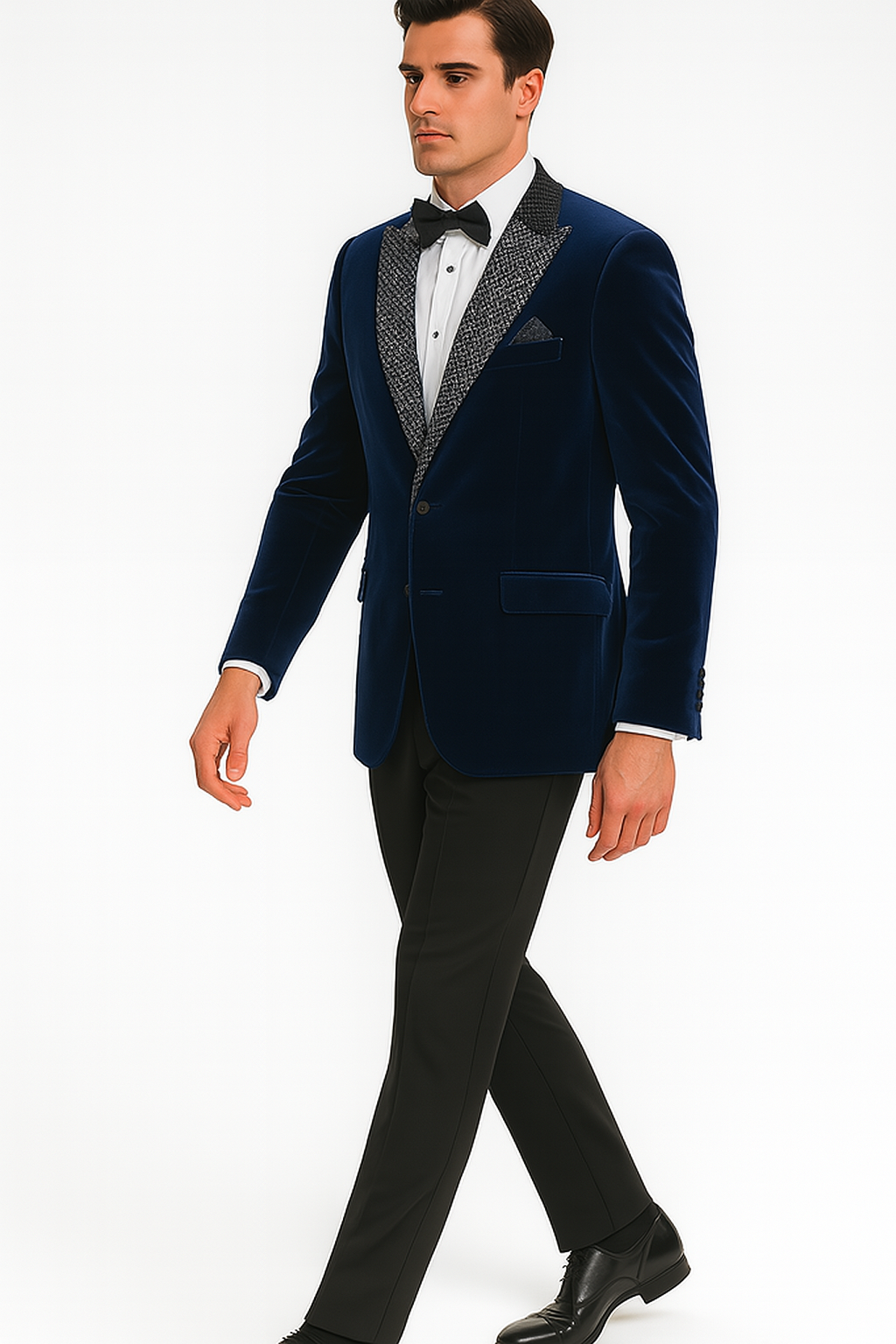 Blue Big & Tall Velvet Sportcoat with Rhinestones