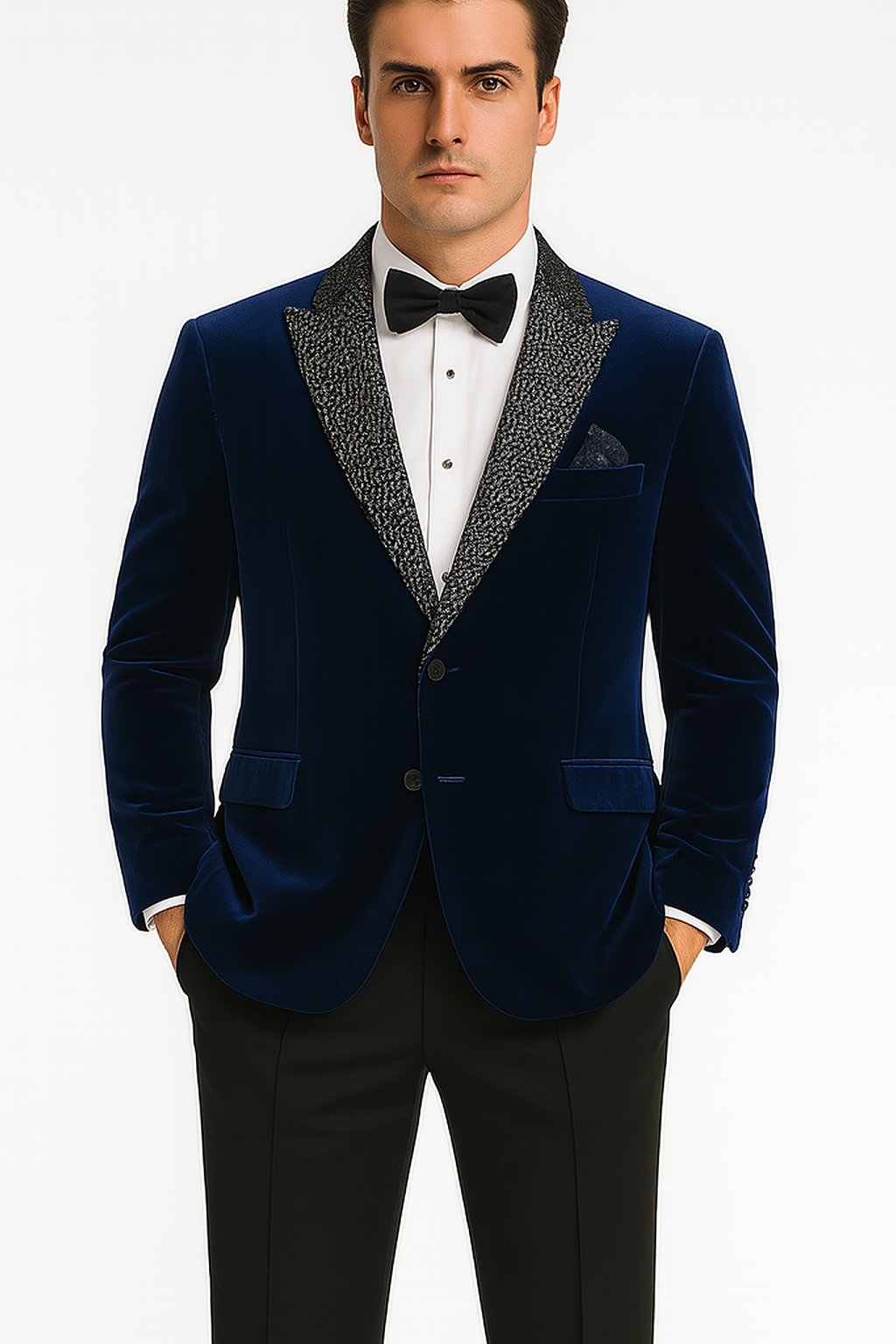 Blue Big & Tall Velvet Sportcoat with Rhinestones
