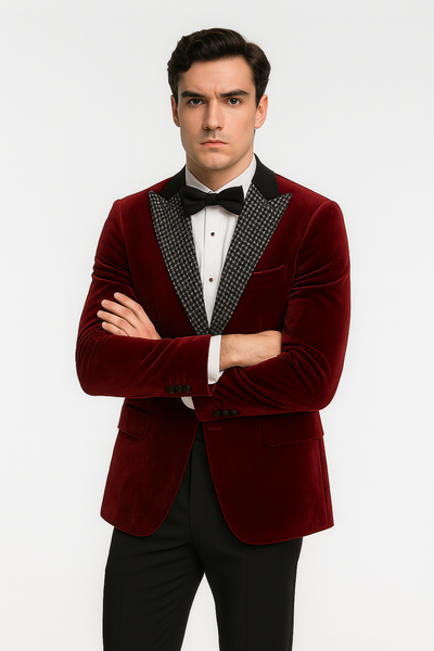 Big & Tall Burgundy Velvet Blazer - Stacy Adams