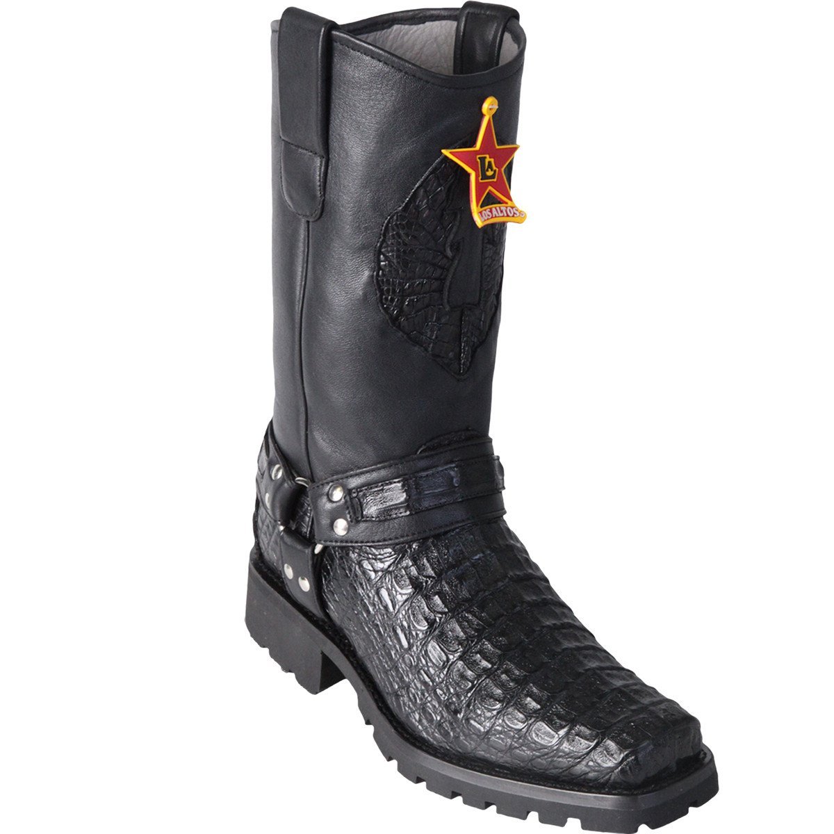 Caimán Panza Black Biker Boots by Los Altos Boots
