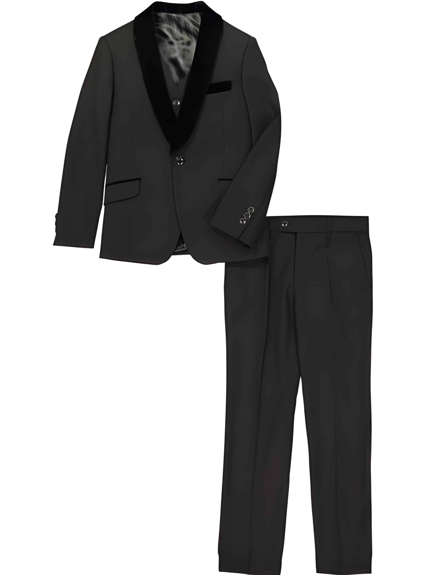 Black 1 Button Shawl Lapel Prom ~ Wedding Groomsmen Tuxedo Suit