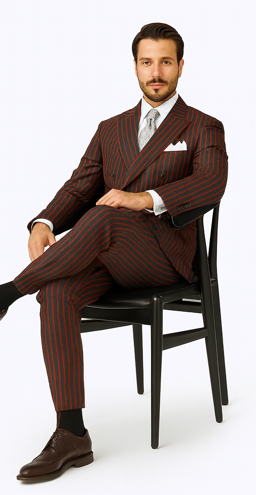 Black and Red Stripe Double Breasted Suit