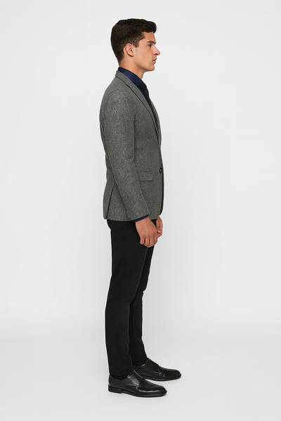 Black and White Tweed Blazer - Gray Herringbone Sport Coat - Slim Fit Men's Blazer