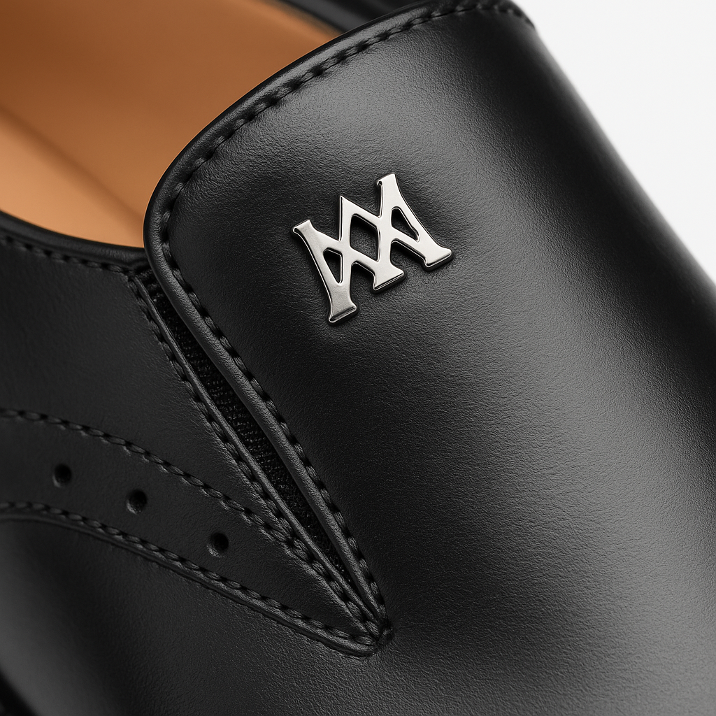 Patina Calfskin Black Double Gore Slip-ons by Mezlan