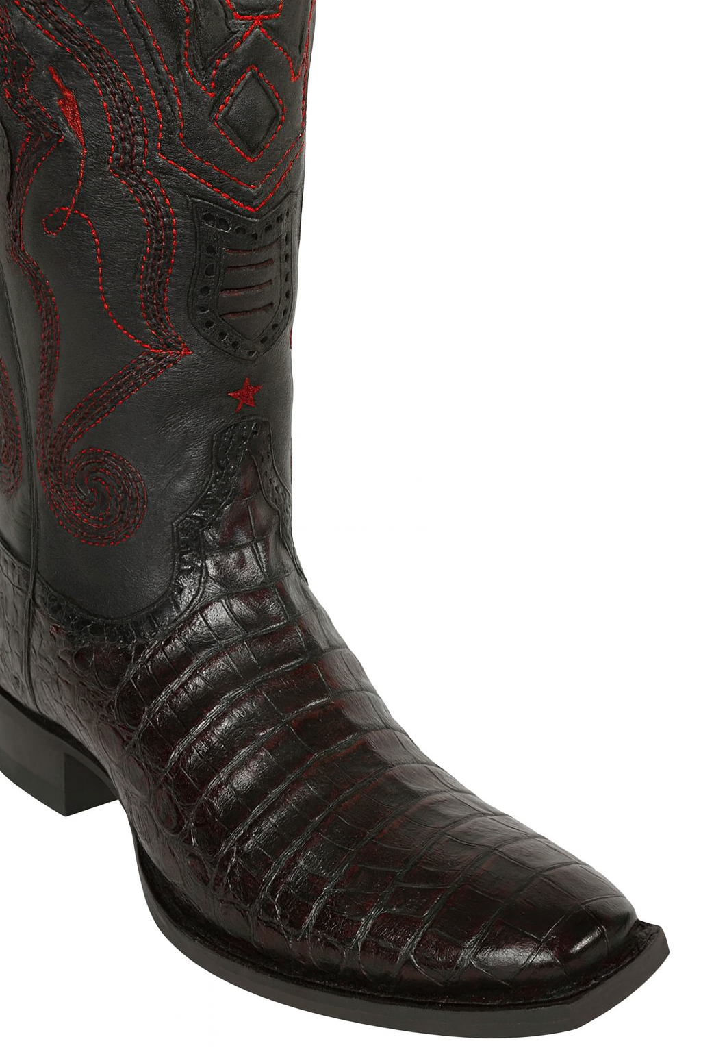 Black Cherry Caiman Cowboy Boots Snip Toe