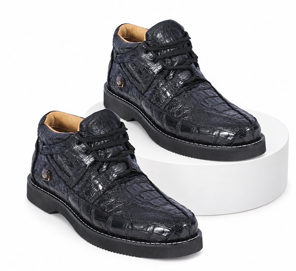 Black Genuine All-Over Crocodile ~ World Best Alligator ~ Gator Skin Casual Shoes