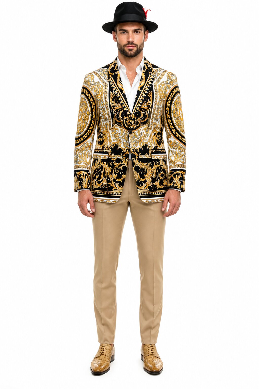 Black and Gold Baroque Outfit Set for Men