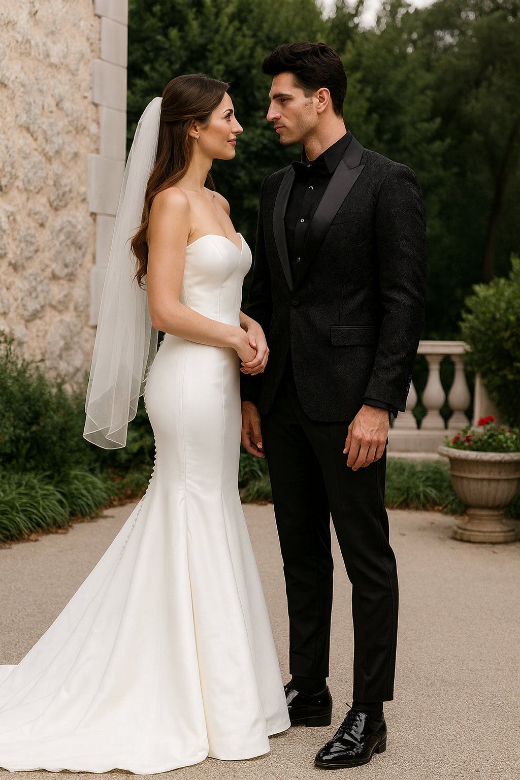 Black Tuxedo Jacket Paisley Pattern Slim Fit - Wedding - Prom