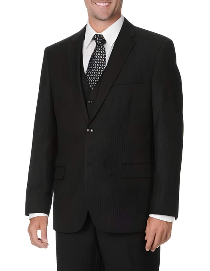 Classic Fit Tone on Tone Pinstripe Suit Color Black main image 1