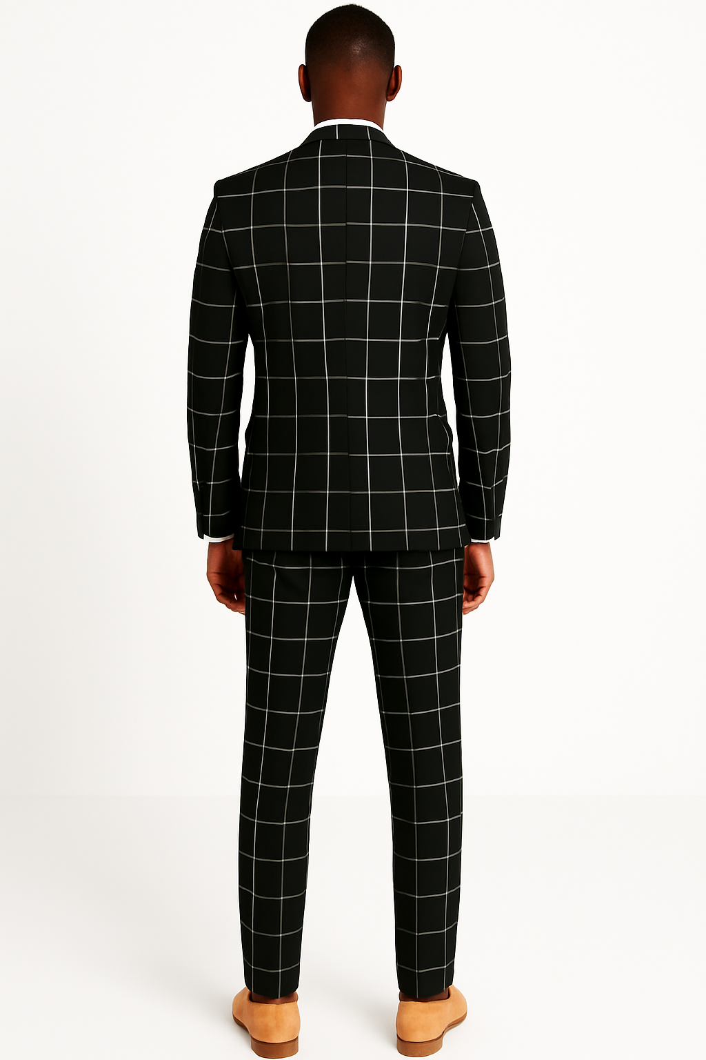 Bold Gangster Plaid Suit - 1920s Mens Fashion Window Pane Suit - Black