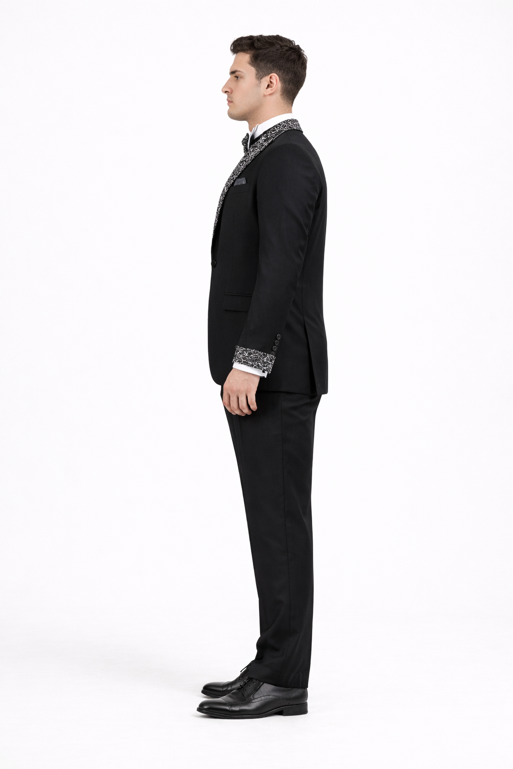 Men’s Black Rhinestone Sequin Lapel Prom Tuxedo – Elegant Party & Wedding Suit