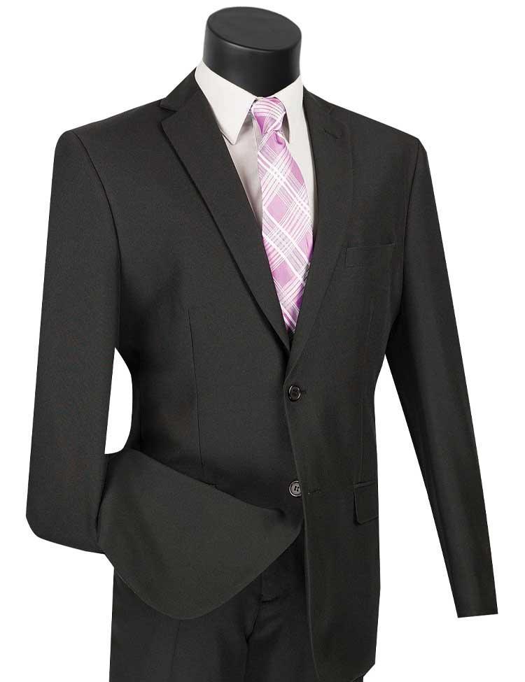 Black Regular Fit 2 Piece Two-Button Suit