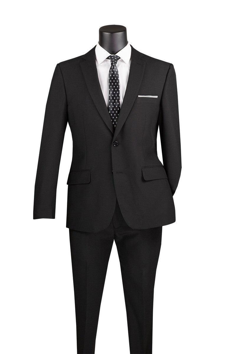 Black Slim Fit 2 Piece Suit by Vinci