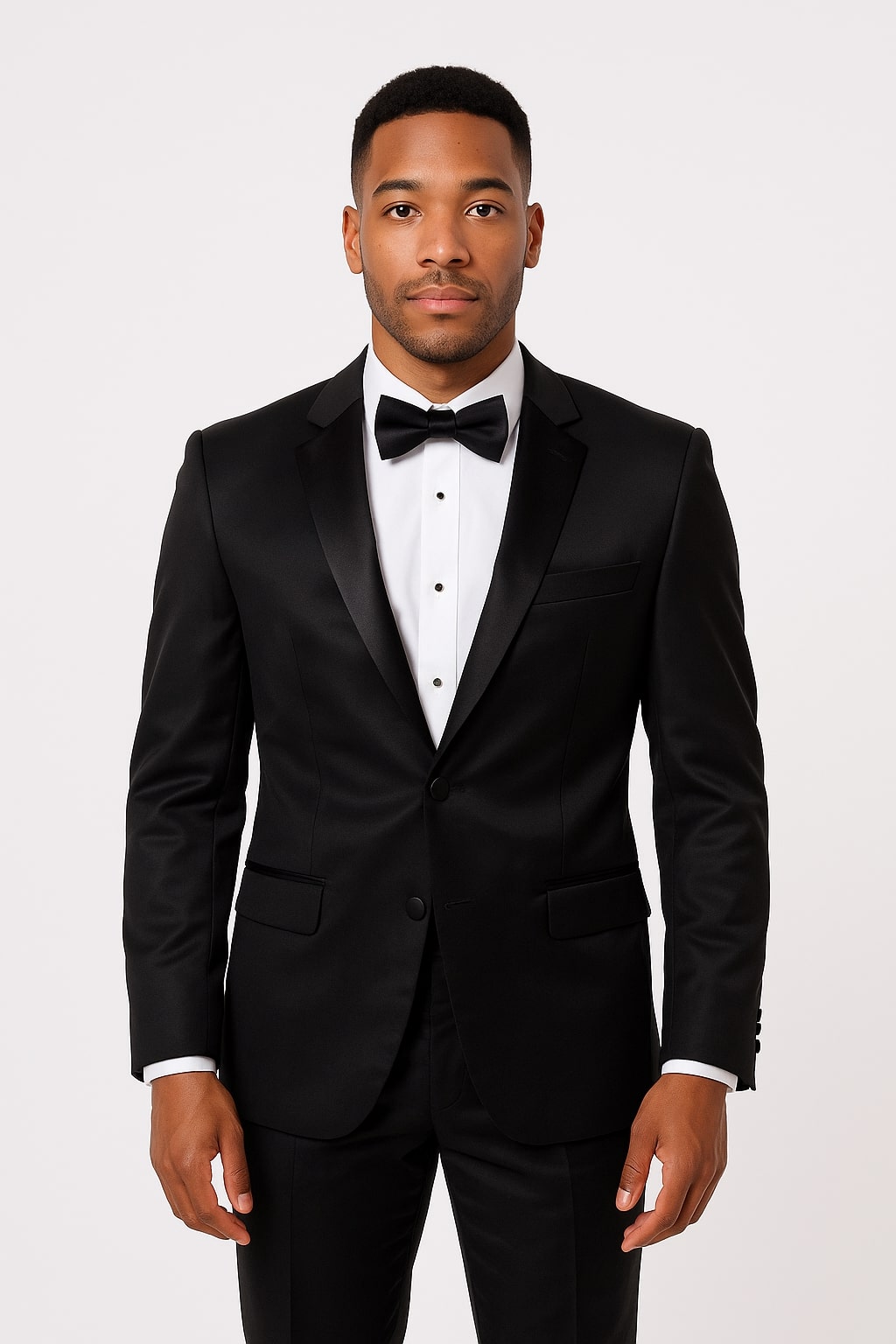 Black Satin 4-Piece Tuxedo Set for Formal Events