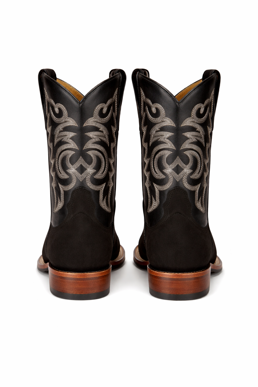 Black Suede Square Toe Western Boots