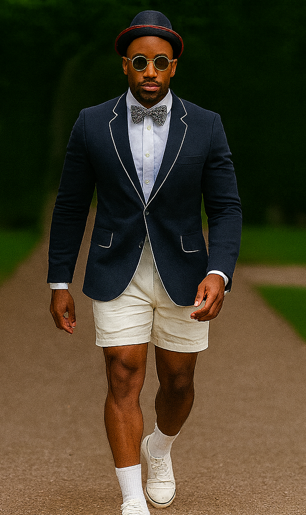 Black Tuxedo With White Trim With White Shorts