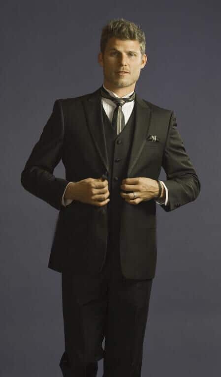 Black Wedding / Prom Suit Slim Skinny European Fit Vested 3 ~ Three Piece Suit