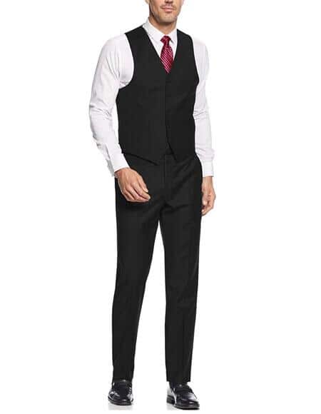 Black Wedding / Prom Suit Slim Skinny European Fit Vested 3 ~ Three Piece Suit