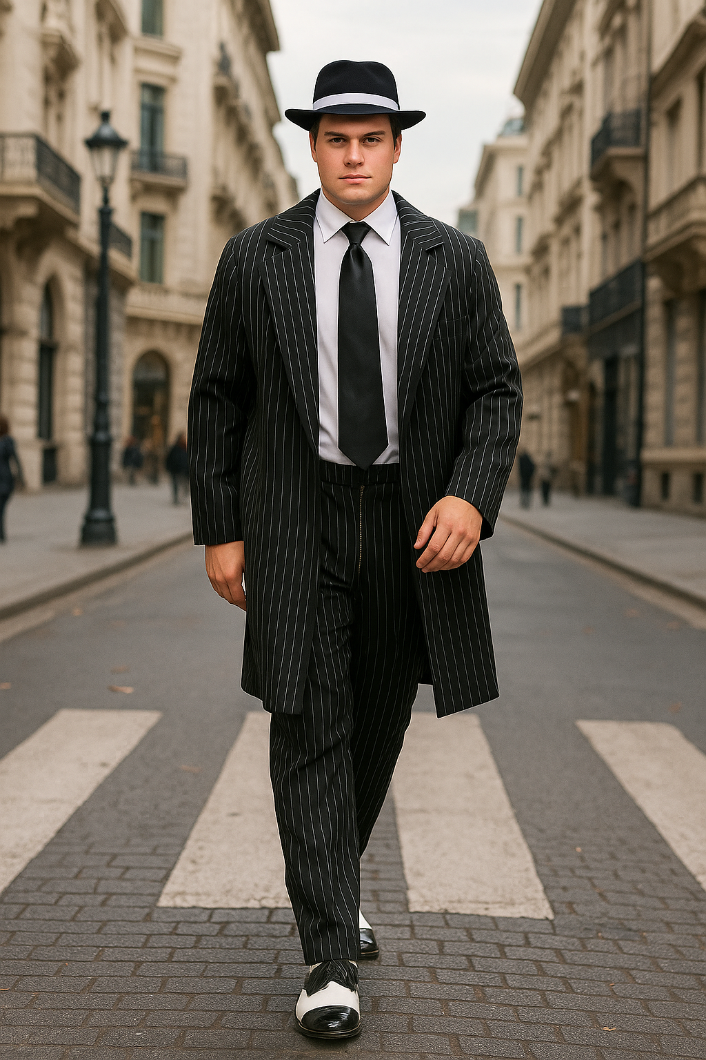 Zoot Suit Costume Black and White - 1940s Inspired Pinstripe