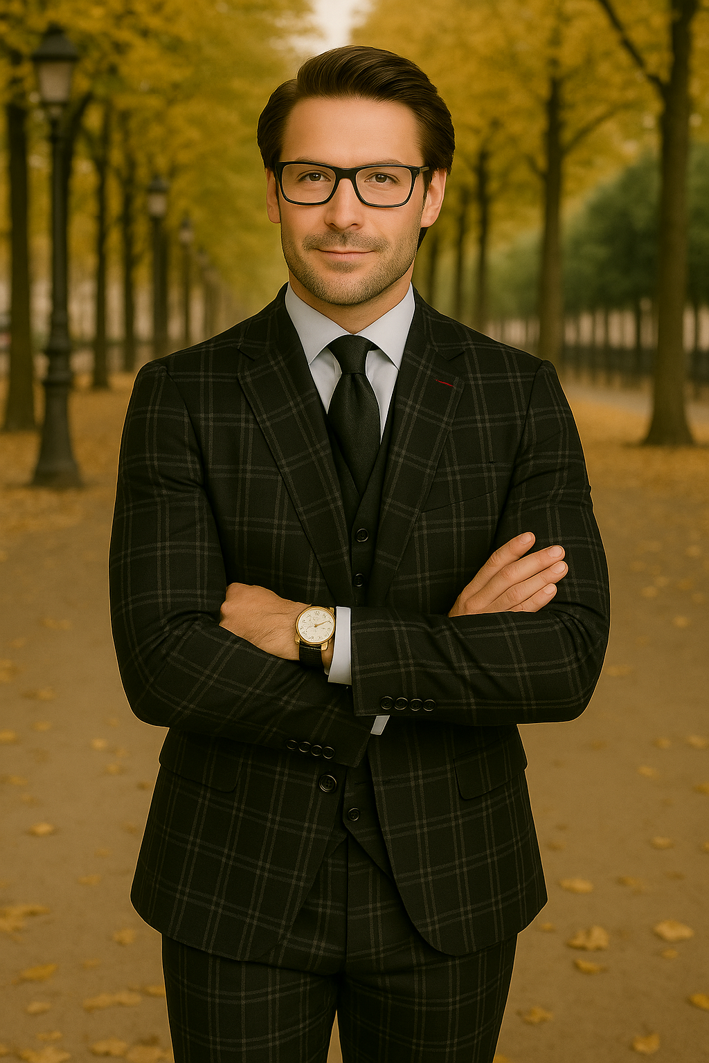 Italian Wool 3-Piece Modern Fit Plaid Suit