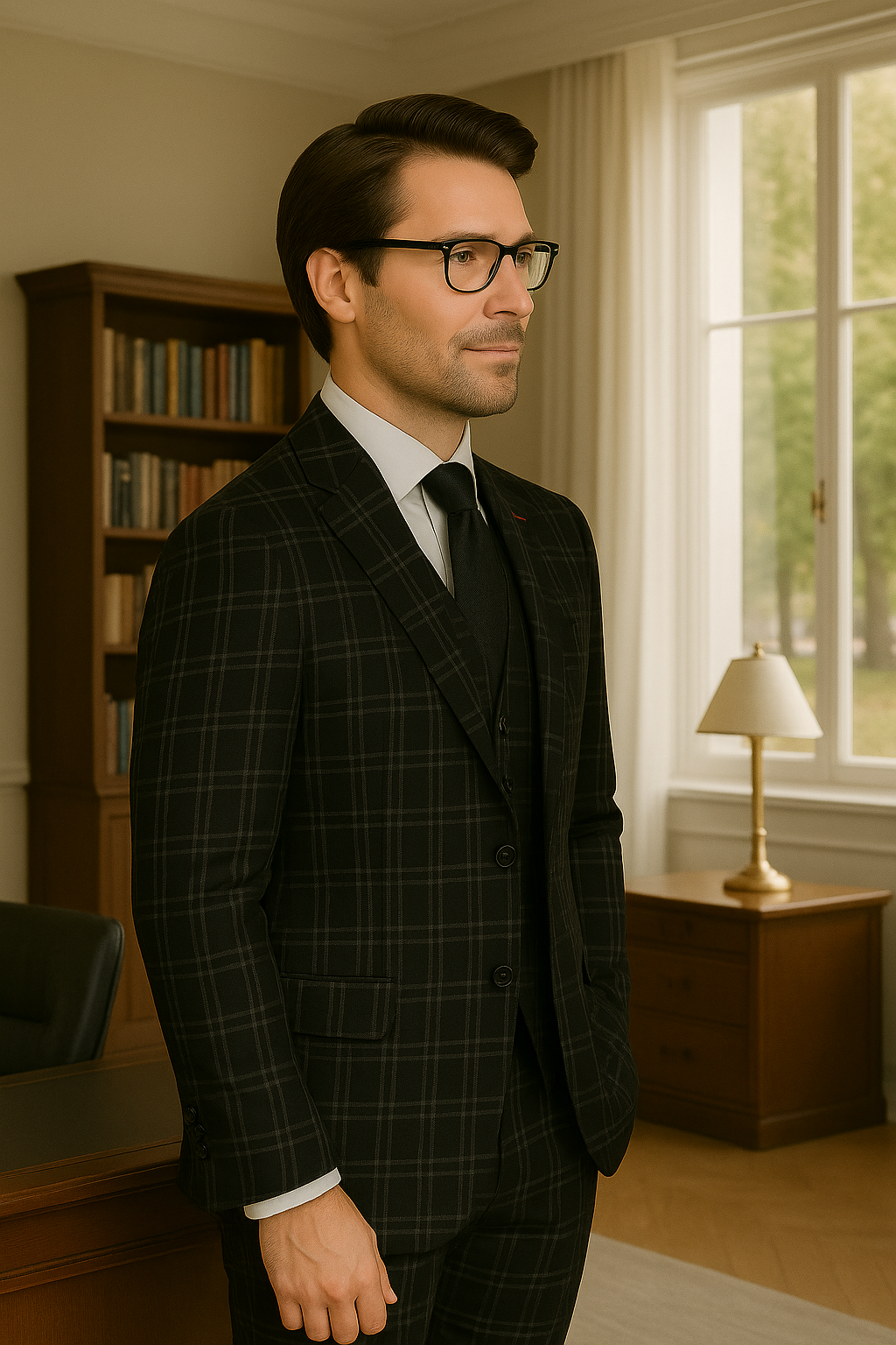 Italian Wool 3-Piece Modern Fit Plaid Suit