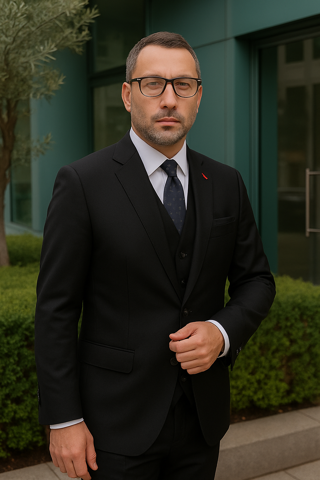 Italian Wool 3-Piece Herringbone Suit