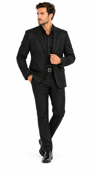 Mens SUEDE Cowboy Blazer Ultra Slim Fit LAM-516 in Color Black