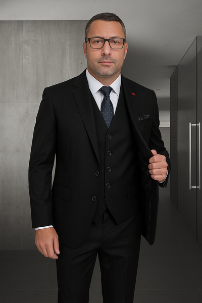 Italian Wool 3-Piece Herringbone Suit