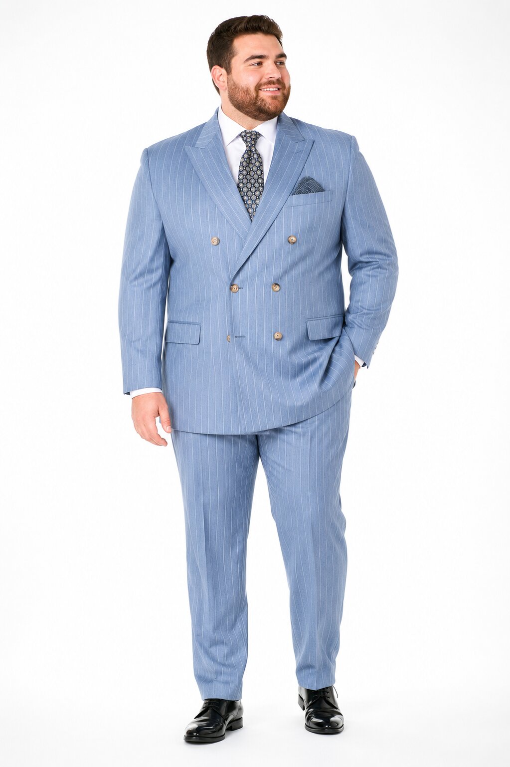 Sky Blue Stripe - Double Breasted Pinstripe Suit