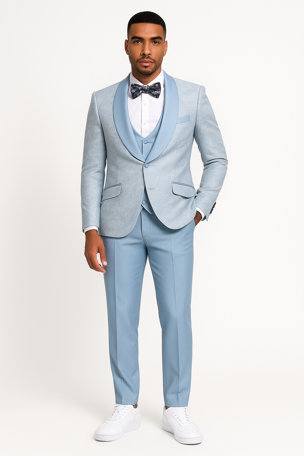 2026 Prom Blue Double-Breasted Tuxedo by Tazzio