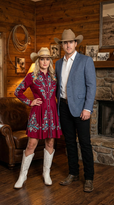 Menβs Blue Textured Cowboy Blazer β Western Style Sport Coat for Ranch Wedding, Business and Country Events