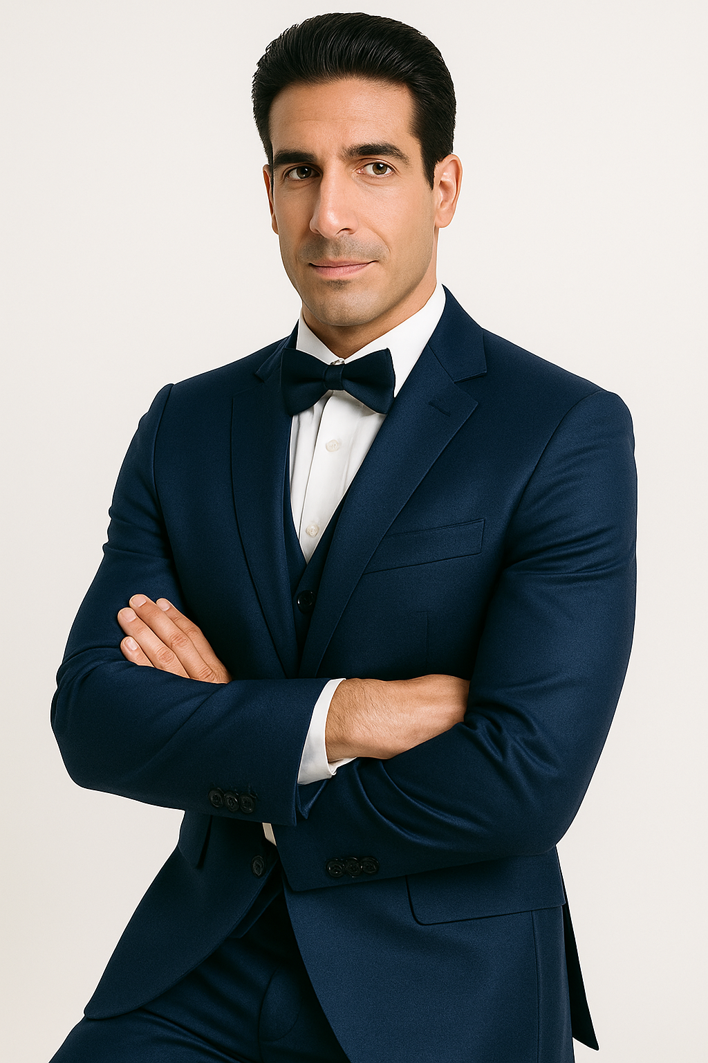 Blue Satin Four-Piece Prom & Wedding Suit