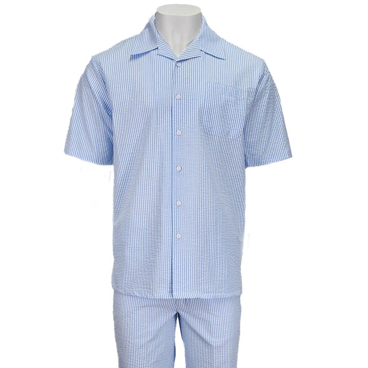 Blue Seersucker 2pc Set