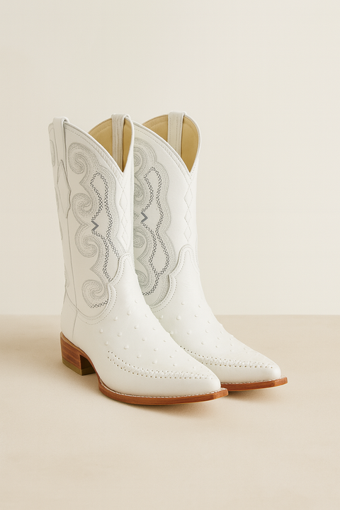 Bota Hombre Fashion Avestruz Imitacion White Boot ~ botines para hombre for Men