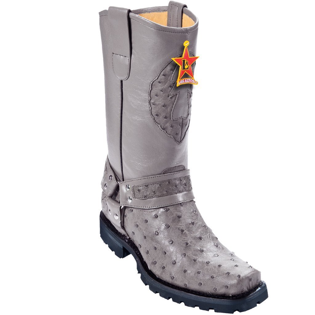 Bota Piel Avestruz Horma Biker LAB-55T03 - Los Altos Boots