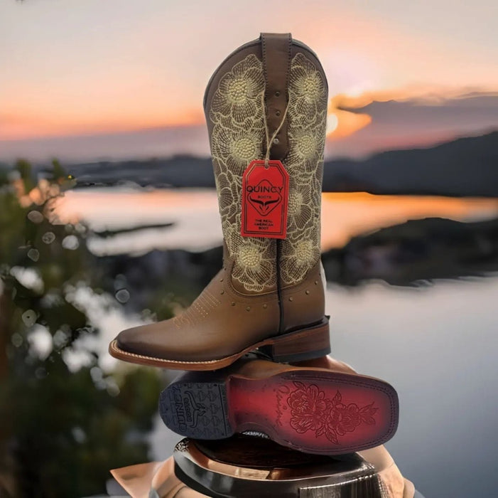 Botas de Cuero con Flores para Mujer Rodeo
